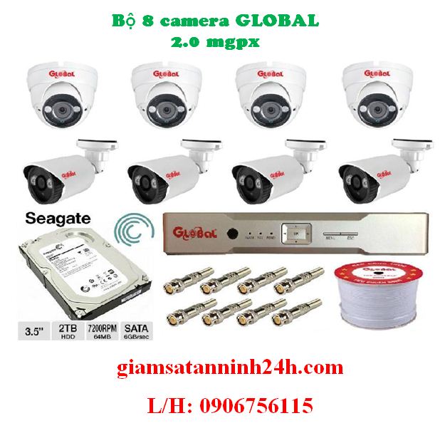 Trọn Bộ 8 Camera GLOBAL 2.0Mp